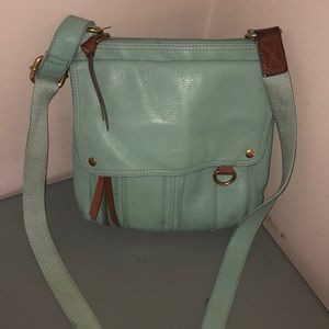 Fossil sea green leather purse crossbody bag nice
